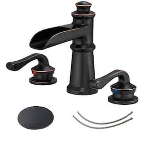 8 In. Widespread Double Handle Bathroom Faucet with Drain Assembly Bathroom Sink Faucets for 3-Hole in Oil Rubbed Bronze