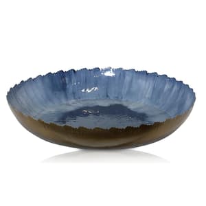 Etsen Blue and Dark Espresso Brown Iron Decorative Bowl