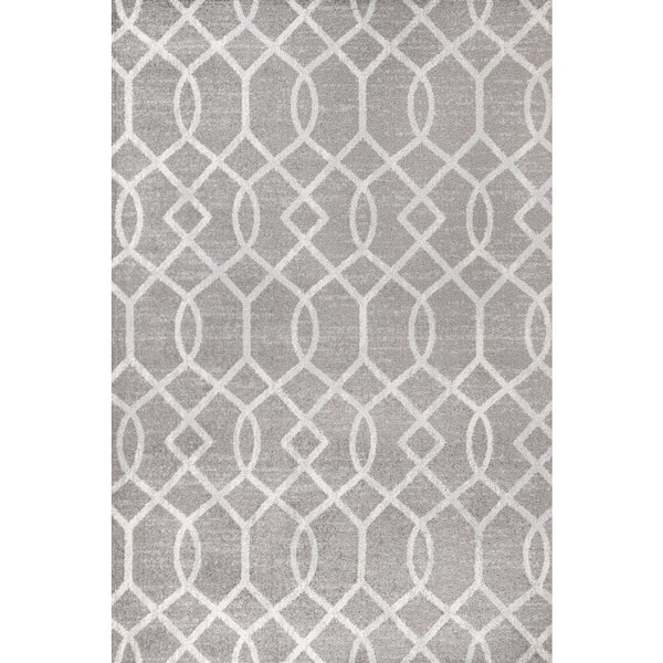 Asilah Ogee Fretwork Drak Gray/Cream 8 ft. x 10 ft. Area Rug