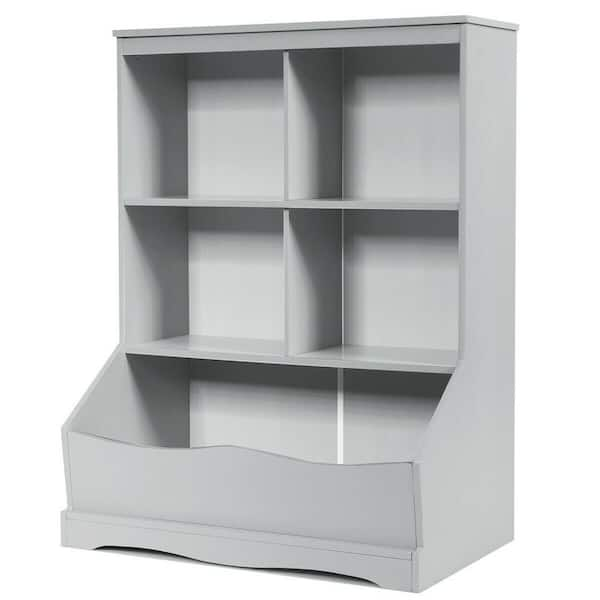 Boyel Living 3-Tier Children's Multi-functional Durable Bookcase Toy Storage Bin Floor Cabinet in Gray