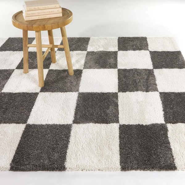 Reinhart Dark Grey 8 ft. x 10 ft. Checkered Area Rug