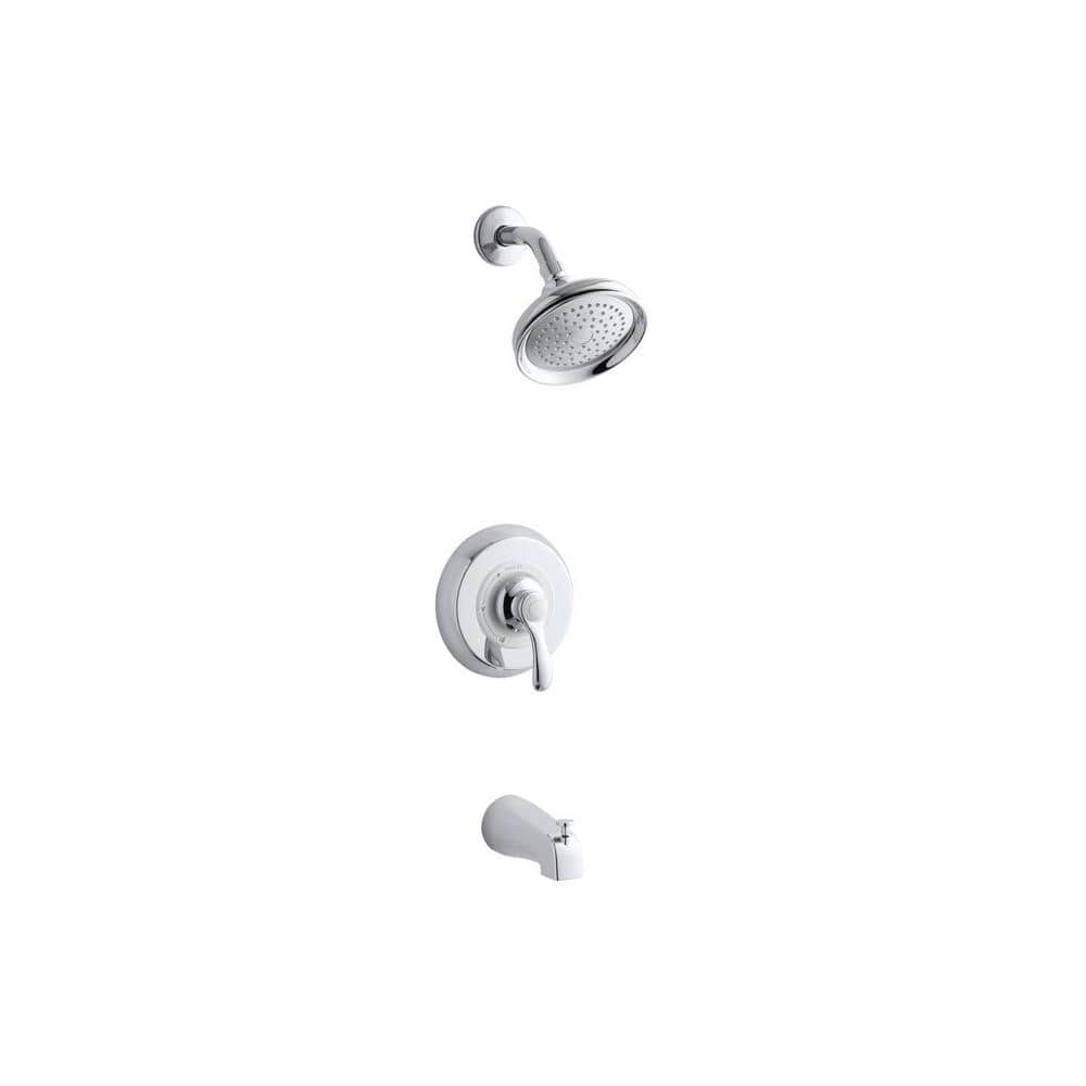 KOHLER Fairfax 1 Handle 1 Spray 2 5 GPM Tub And Shower Faucet With   Polished Chrome Kohler Shower Bathtub Trim Kits Ts12007 4 Cp 64 1000 