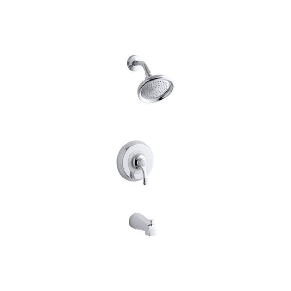 KOHLER Fairfax 1-Handle 1-Spray 2.5 GPM Tub and Shower Faucet with Lever Handle in Polished Chrome (Valve Not Included)