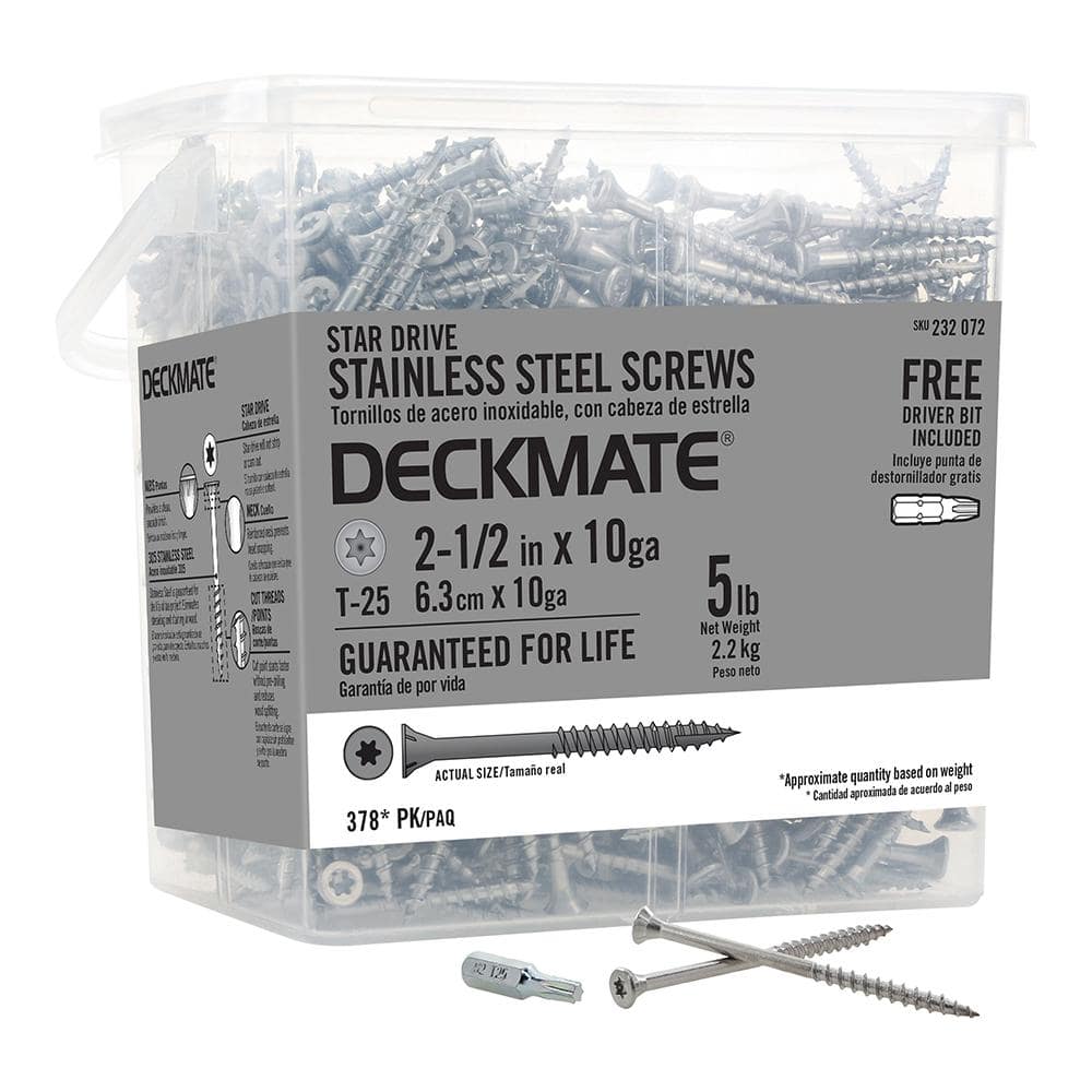 "#10 x 2-1/2 in. Torx Flat-Head 305-Stainless Steel Wood Deck Screws (5 lbs. / 378-Piece)" price history on PriceWatchPro