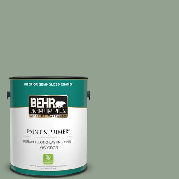 BEHR PREMIUM PLUS 1 gal. #N400-4 Forest Path Semi-Gloss Enamel Low Odor Interior Paint & Primer