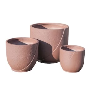 Penny Brown Smooth Cement Composite Round Cylinder Planter