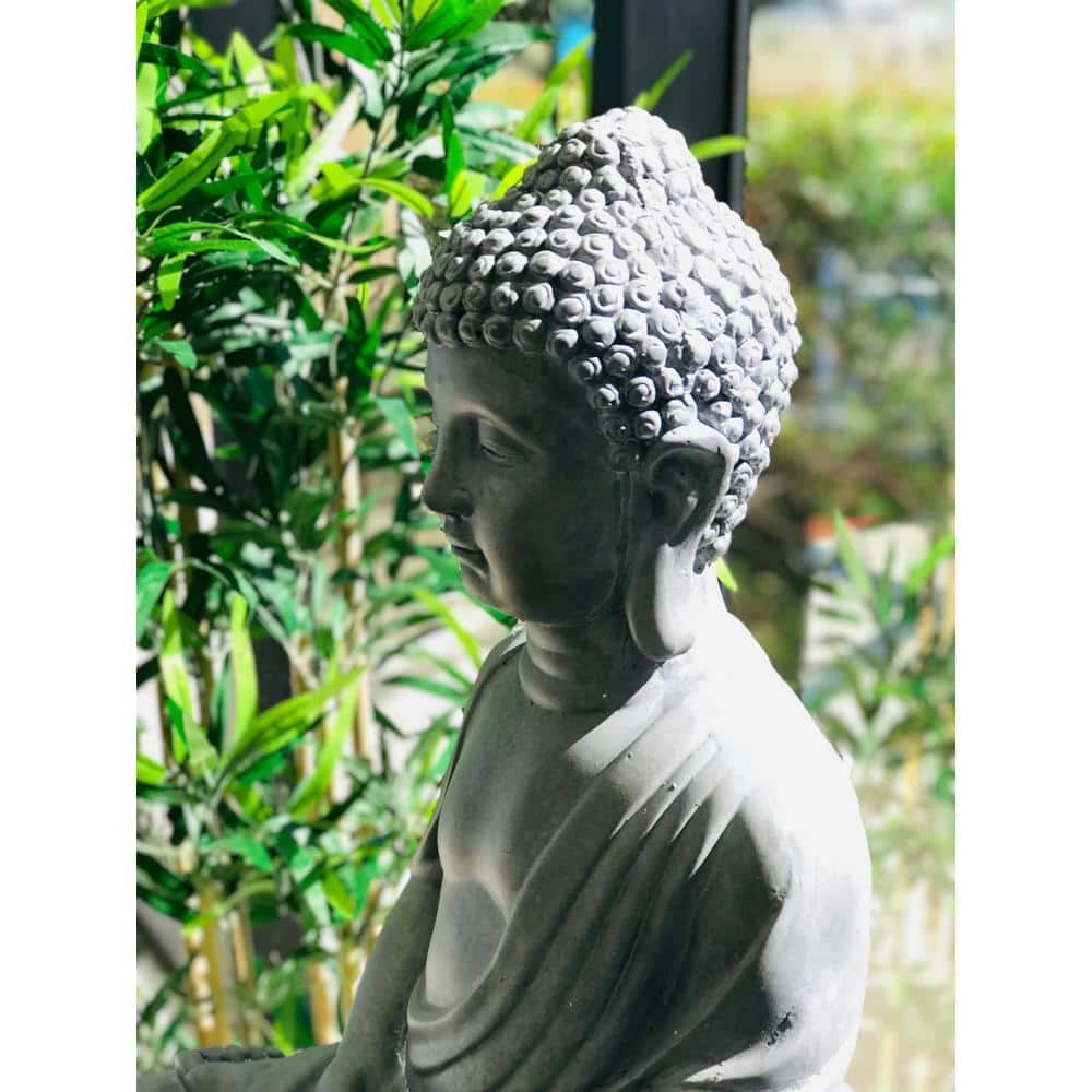 Gray Concrete Sitting Meditating Buddha Garden Statue