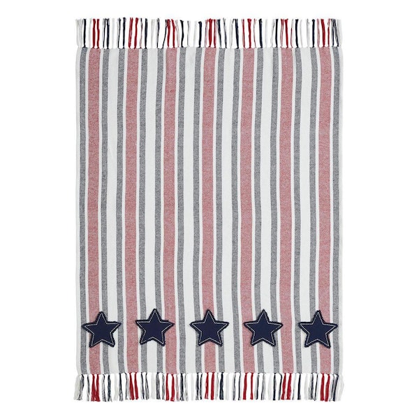 Hatteras Stars White Woven Cotton Stars Throw Blanket