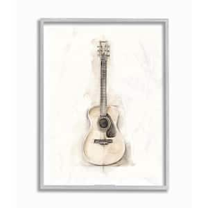 11 in. x 14 in. "Acoustic Guitar Watercolor Drawing" by Ethan Harper Framed Wall Art