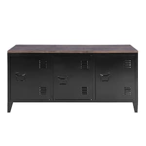 Matapouri 47.4 in. Black Manufactured Wood Top Metal Sideboard Storage Cabinet with 3-Doors