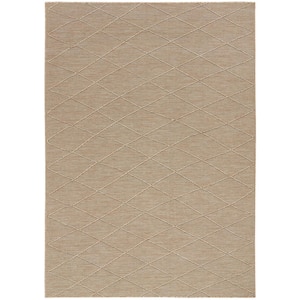 Washable Solutions Natural 6 ft. x 9 ft. Diamond Contemporary Area Rug