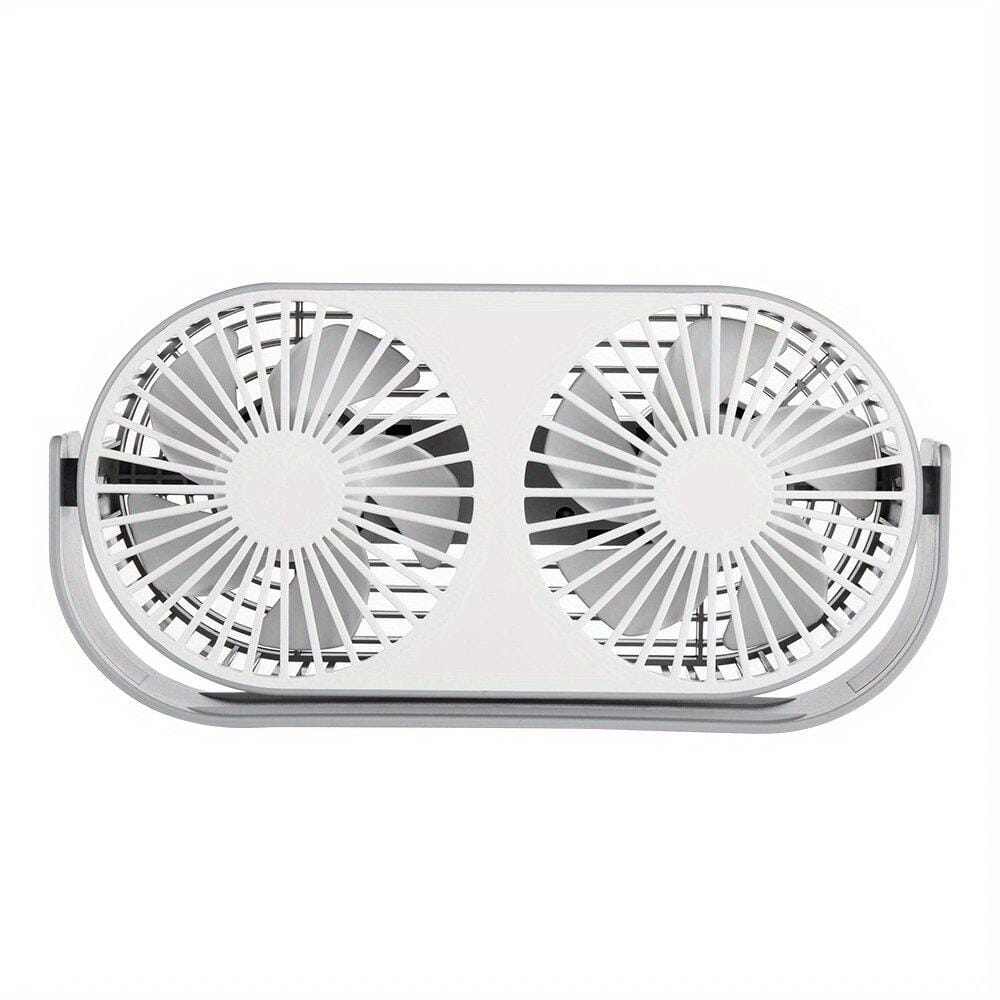 Double Head & Leaf Mini Portable Micro-USB Powered 5 in. 3 fan speeds Desk 