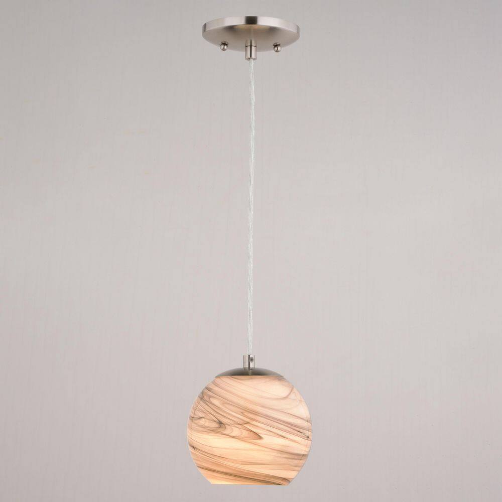 Milano Satin Nickel Mini Globe Pendant Light with Hand-Blown Glass