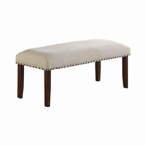 48 in. Brown and Cream Backless Bedroom Bench With Nail Trim Head Design