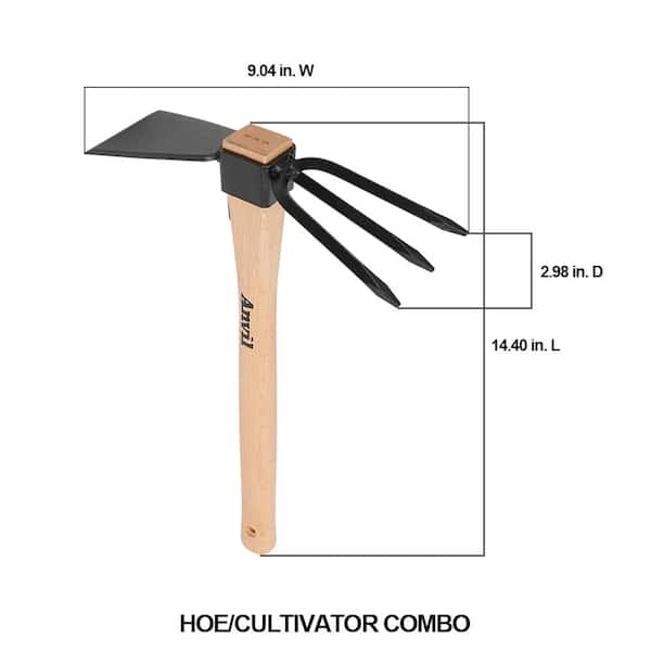 14-2/5 in. Wood Handle Digging Hoe/Cultivator Combo