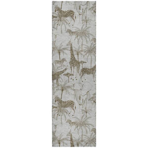Dream Shag Premium Machine Washable Abstract ADS202 Fog 2 ft. x 7 ft. Runner Rug
