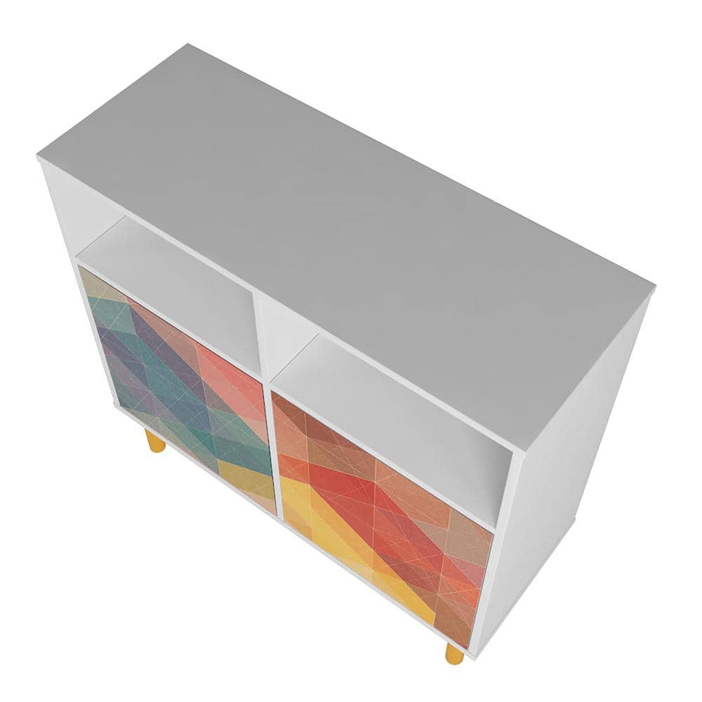 Retro Multi-Color Print Sideboard with Yellow Legs