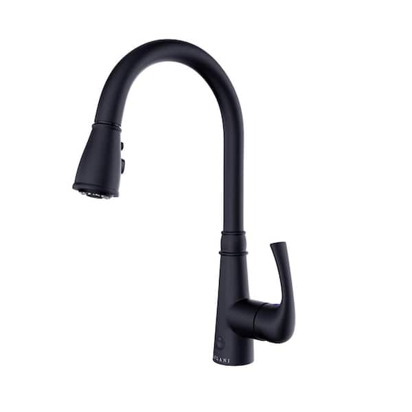 Lulani Moorea Collection. Sensor pull-down kitchen faucet. in Matte Black finish