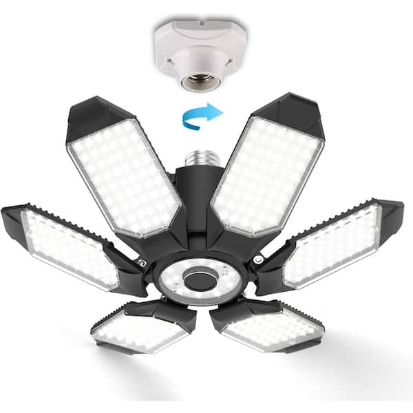 15000-Lumens LED Garage Light Bulb 150W Deformable Ceiling Light 6 Adjustable Panels E26/E27 6000K Daylight