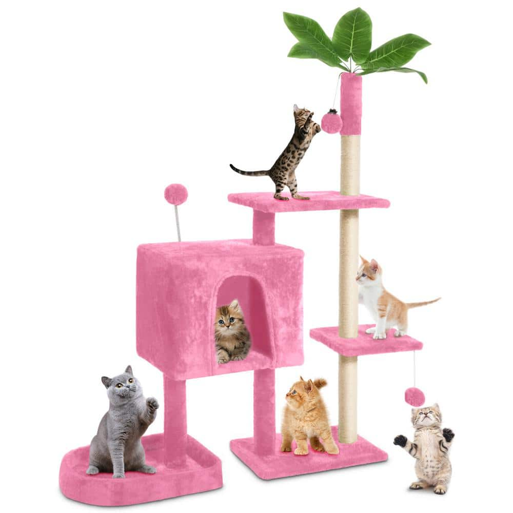 Pink sales cat condo