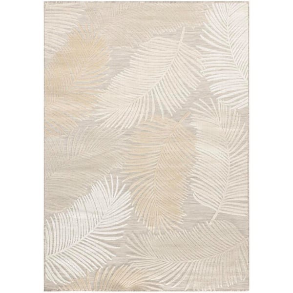 Suncoast Beige 5 ft. x 7 ft. Floral Contemporary Area Rug