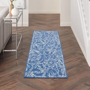 Whimsicle Blue 2 ft. x 6 ft. Floral French Country Contemporary Kitchen Runner Area Rug