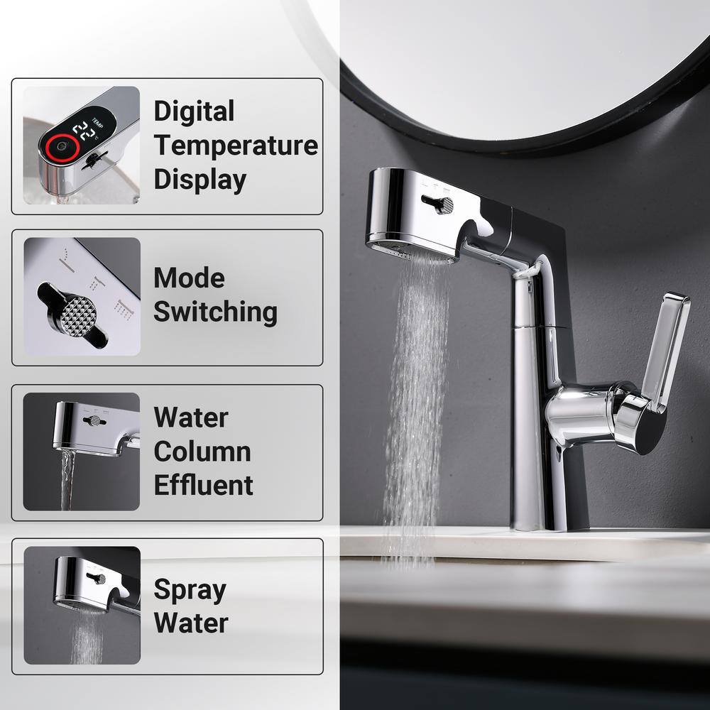 Chrome Single Hole Bathroom Faucet with Lever Handle