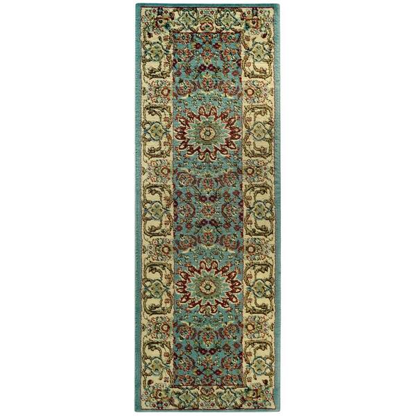 MAXY HOME Pasha Collection Blue 3 ft. x 10 ft. Runner Rug