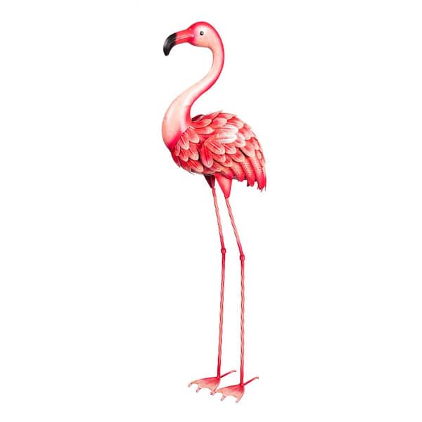 Evergreen 37.5 in. H Metal Flamingo Garden Statuary