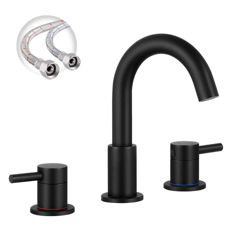 2-Handles 8 in. Widespread High Arc Bathroom Faucet with 360° Swivel Spout in Matte Black price history on PriceWatchPro