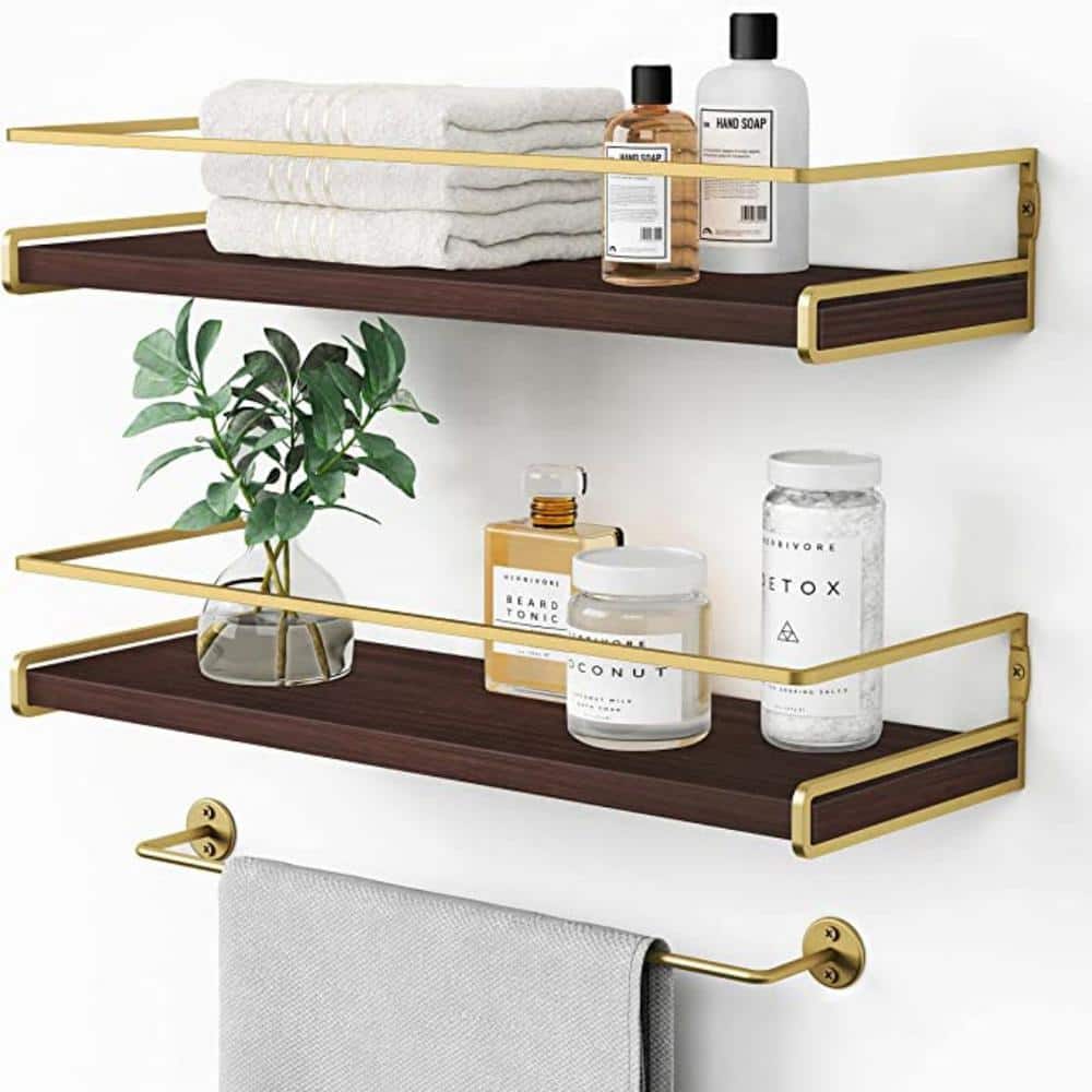 Bathroom Shelves Black Gold Wall Mounted Floating Shelf for Kitchen Bathroom  Rustproof Space Aluminum Kitchen Organizer Bathroom Accessories 