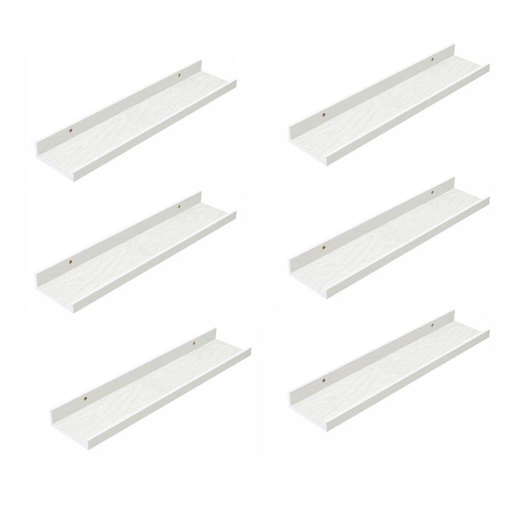23.6 in. W x 5.1 in. D White Floating Shelves (Set of 6) Decorative Wall Sh