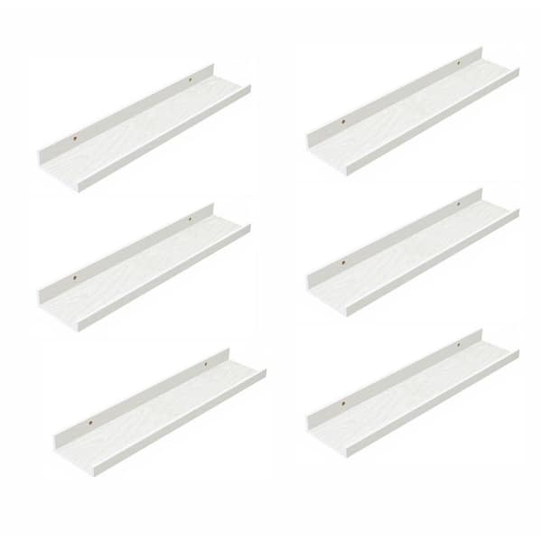 Unbranded 23.6 in. W x 5.1 in. D White Floating Shelves (Set of 6) Decorative Wall Shelf