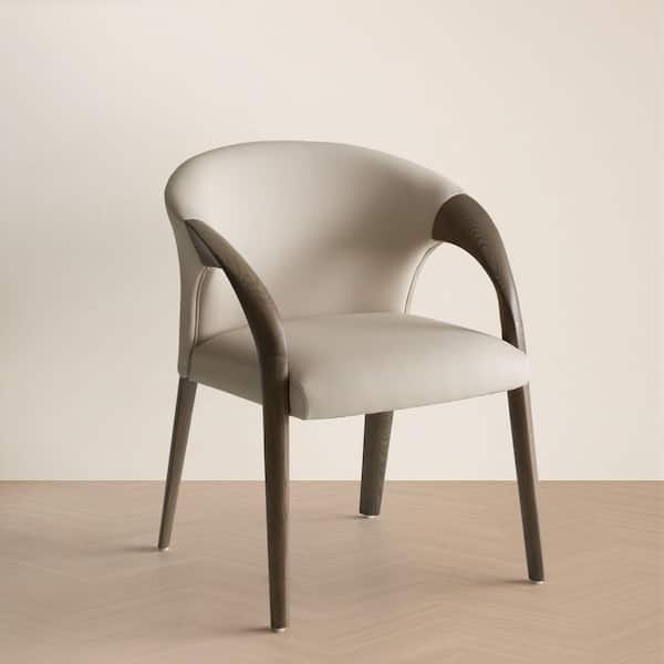 MR MODREST Wynetta Grey and Grey Ash Vegan Leather Dining Chair