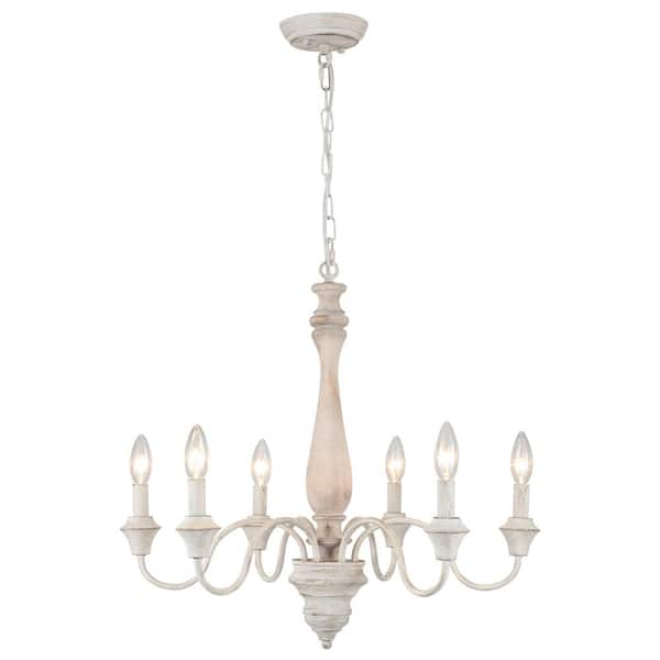 ADSENSTY 6-Light Yellowish Vintage Grey Classic Chandelier for 