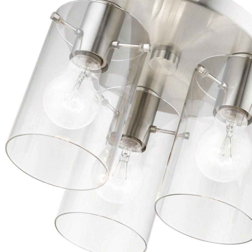 Munich Contemporary 3-Light Indoor/Outdoor Flush Mount in Brushed Nickel