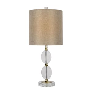 23.5 in. Clear Crystal Flat Hourglass with Soft Gold Metal Accents Table Lamp and Decorator Shade