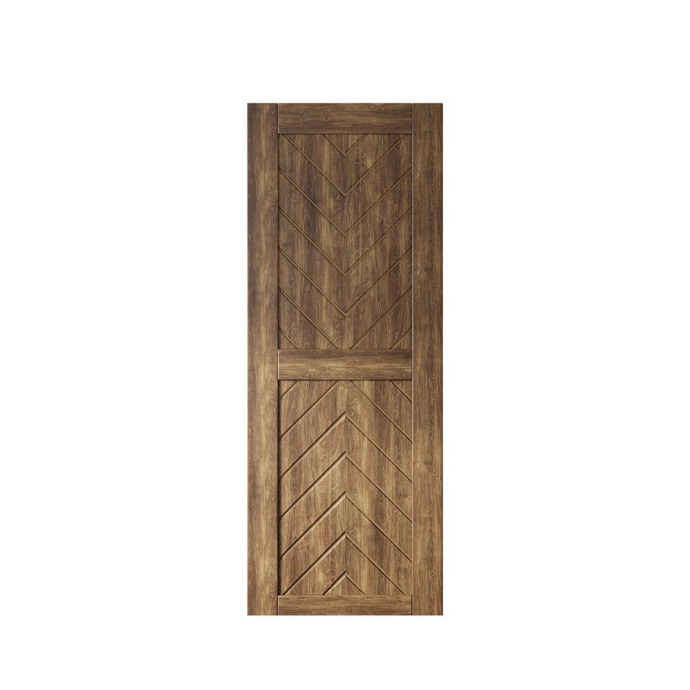 JT4 26 in. x 80 in. C-Panel Solid Core Dark Walnut Fishbone Design Pine Wood Interior Sliding Barn Door Slab price history on PriceWatchPro