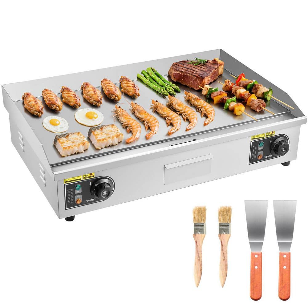 Commercial Electric Griddle, 4,400W Countertop Flat Top Grill 28.74 x 15.75 x 0. 39 in .528.87 sq. in. Silver(No Plug)