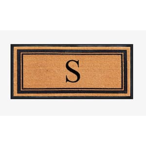 A1HC Markham Picture Frame Black/Beige 30 in. x 60 in. Coir and Rubber Flocked Large Outdoor Monogrammed S Door Mat