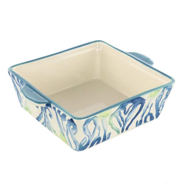 Spice BY TIA MOWRY 2 Quart Square Stoneware Bakeware in Blue and White  985119496M - The Home Depot