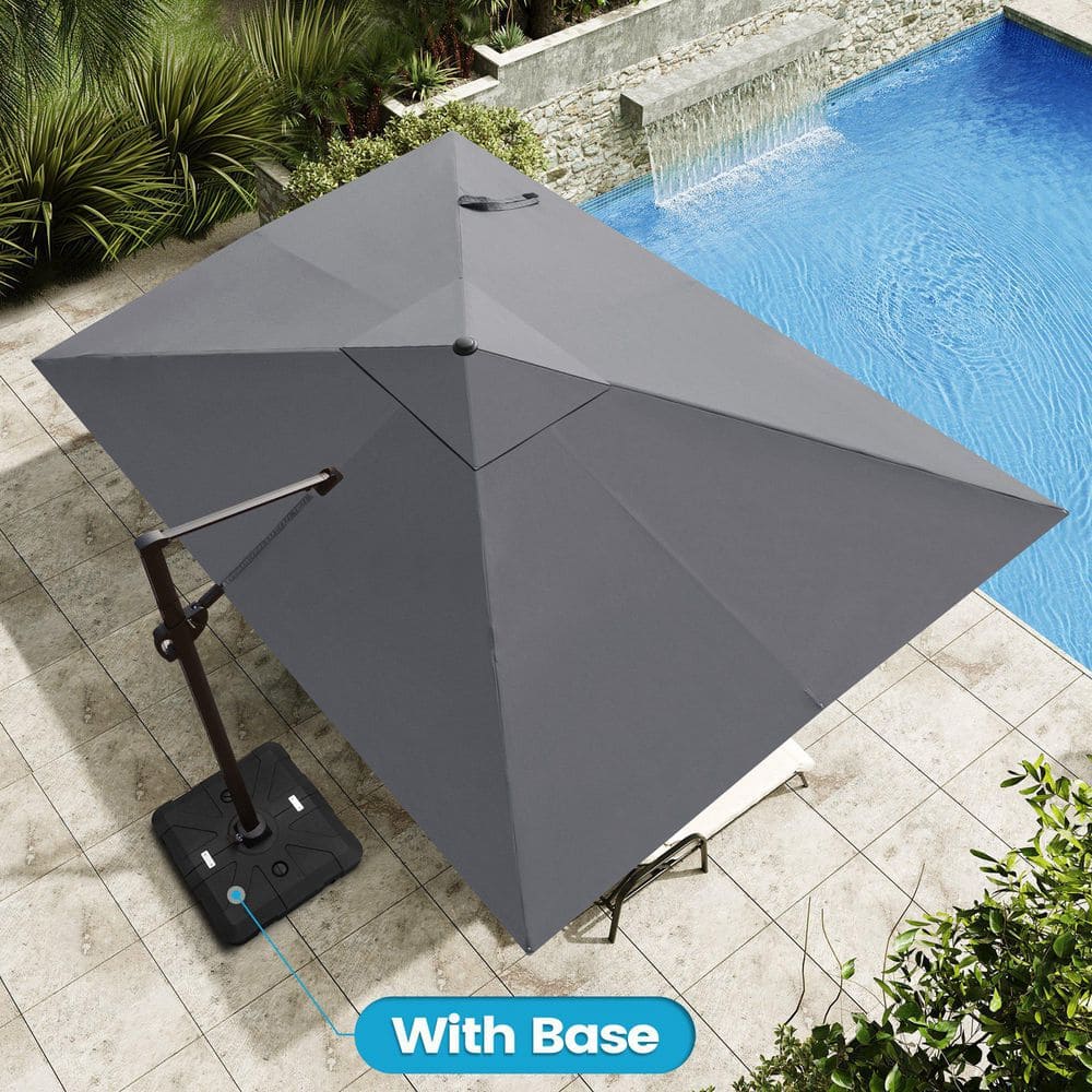 11.5 ft. x 9 ft. Rectangular Cantilever Tilt Patio Umbrella in Dark Gray with 260 lbs. Base Stand price history on PriceWatchPro