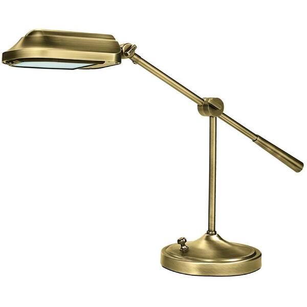 Verilux Heritage 17.5 in. Antiqued Brushed Brass Natural Spectrum Desk Lamp with Adjustable Arm