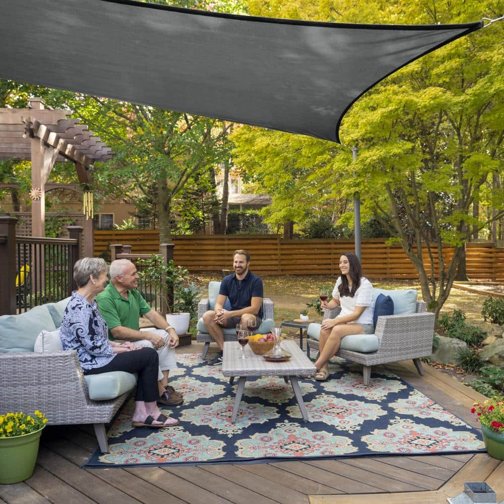 Graphite Rectangle Outdoor Sun Shade Sail with Hardware Kit