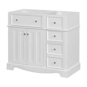 36 in. White Bath Vanity Cabinet without Top, Freestanding Storage Vanity Cabinet, with 3 Drawers and 2 Adjustable Shelf