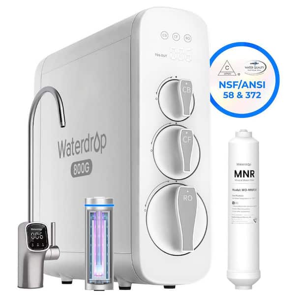 G3P800 Reverse Osmosis System, NSF/ANSI 42&53&58&372 Certified, LED Purifier, Extra Remineralization Filter