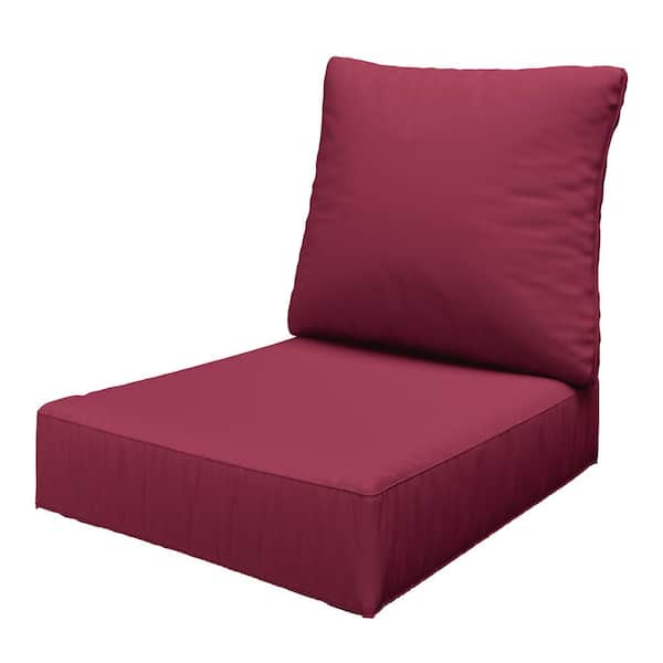 Kimunuk 24 in. x 24 in. x 6.5 in. Outdoor Repacement Deep Seating Lounge Chair Cushion with Backrest Burgundy