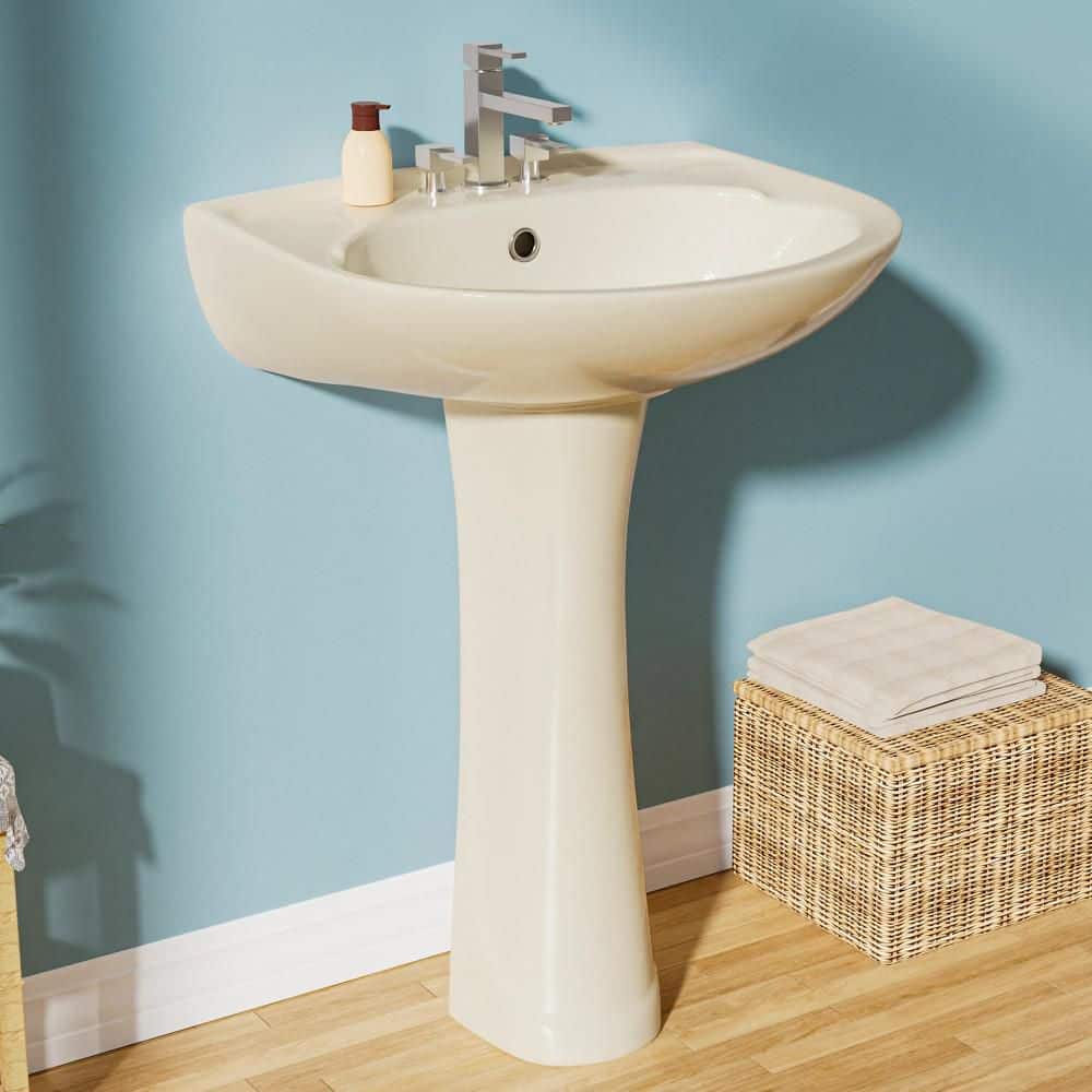 18.5 in. D x 21 in. W Pedestal Combo Novelty U-Shape Pedestal Bathroom Sink