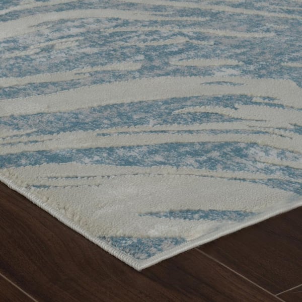 Nomad Blue Beige 5 ft. x 8 ft. Coastal Abstract Indoor Area Rug