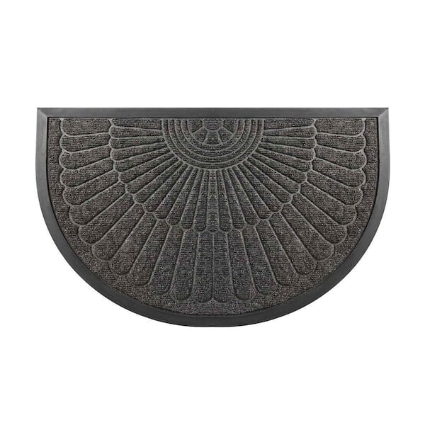 Dark Gray Stripe 2 x 3 ft. Rubber Anti Slip Floor Mat, Non-Slip Semicircular Entryway Outdoor Area Rug